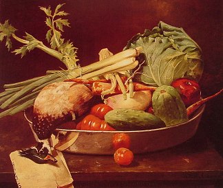 静物与蔬菜 Still Life with Vegetable (1870)，威廉·梅里特·切斯