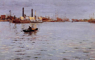 东河 The East River (1886)，威廉·梅里特·切斯