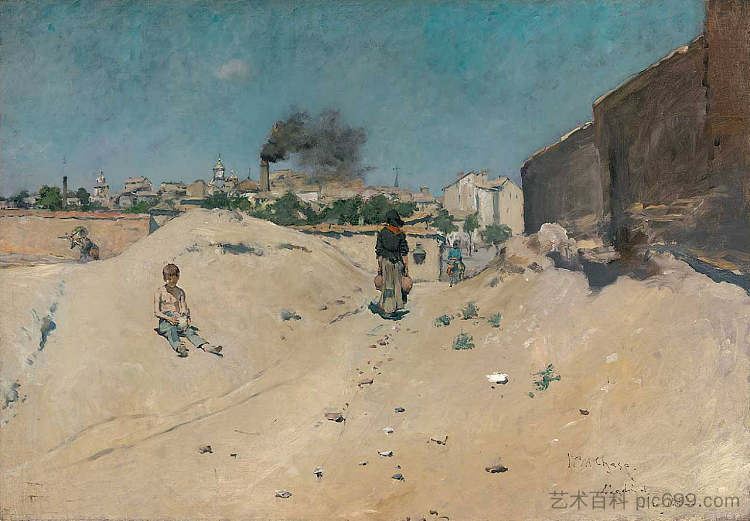 马德里郊区 The Outskirts of Madrid (1882)，威廉·梅里特·切斯