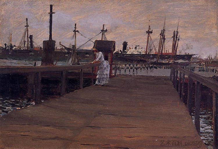 码头上的女人 Woman on a Dock (1886)，威廉·梅里特·切斯