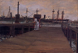 码头上的女人 Woman on a Dock (1886)，威廉·梅里特·切斯