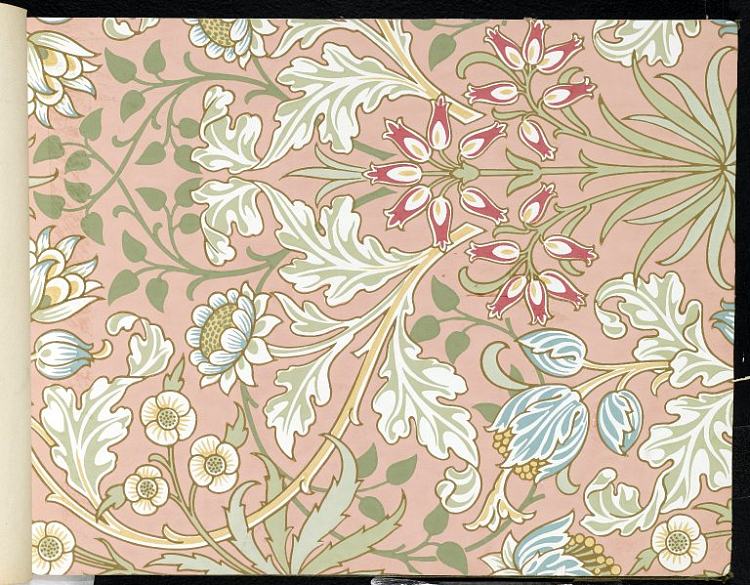 壁纸 - 风信子，图案 #480 Wallpaper - Hyacinth, pattern #480 (1917)，威廉·莫里斯