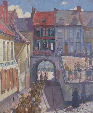 家庭旅传到伊普尔突出部，卡塞尔 The Household Brigade Passing to the Ypres Salient, Cassel (1917)，威廉·奥宾