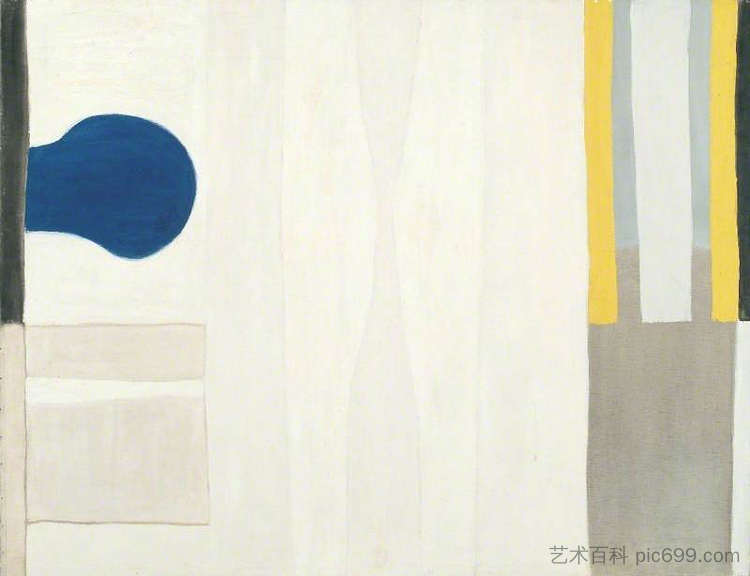 白色蓝色表格 Blue Form on White (1964)，威廉·斯科特