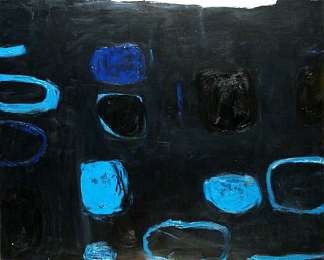蓝色和黑色的构图 Composition with Blue and Black (1959)，威廉·斯科特