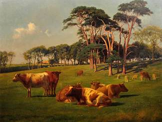 牧场上的牛和羊 Cattle and Sheep in Pasture (1907)，威廉·西德尼·库珀