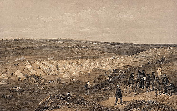 塞瓦斯托波尔之前的海军旅营地 Camp of the naval brigade, before Sebastopol (1855),威廉·辛普森