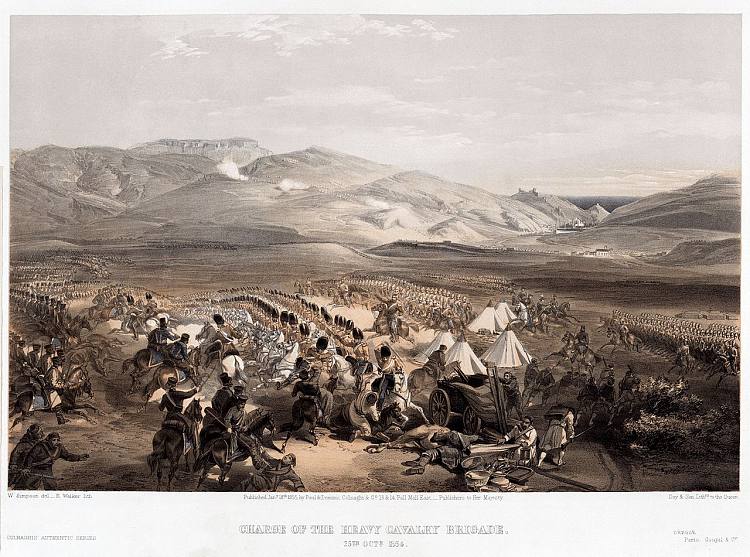 重骑兵旅冲锋，1854年10月25日 Charge of the Heavy Cavalry Brigade, 25th Octomber 1854 (1855)，威廉·辛普森