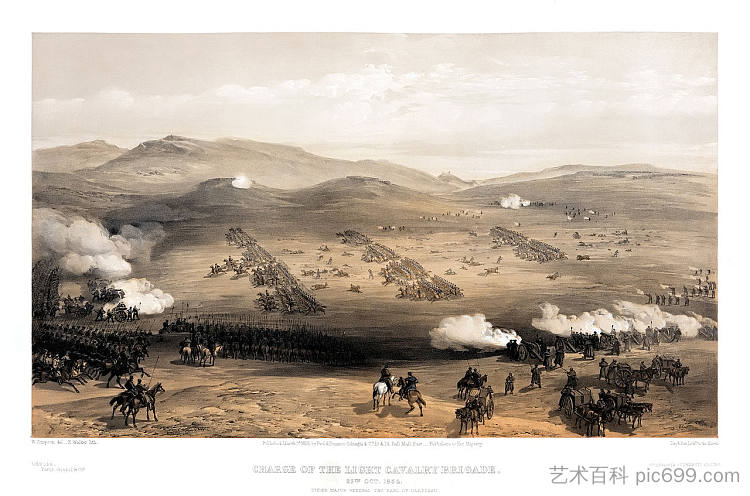 轻骑兵旅冲锋，1854年10月25日，卡迪根伯爵少将麾下 Charge of the Light Cavalry Brigade, 25th Oct. 1854, under Major General the Earl of Cardigan (1855)，威廉·辛普森