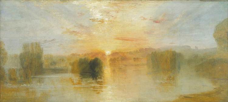湖，佩特沃斯，日落;样本研究 The Lake, Petworth, Sunset; Sample Study (c.1827 - c.1828)，J.M.W.特纳