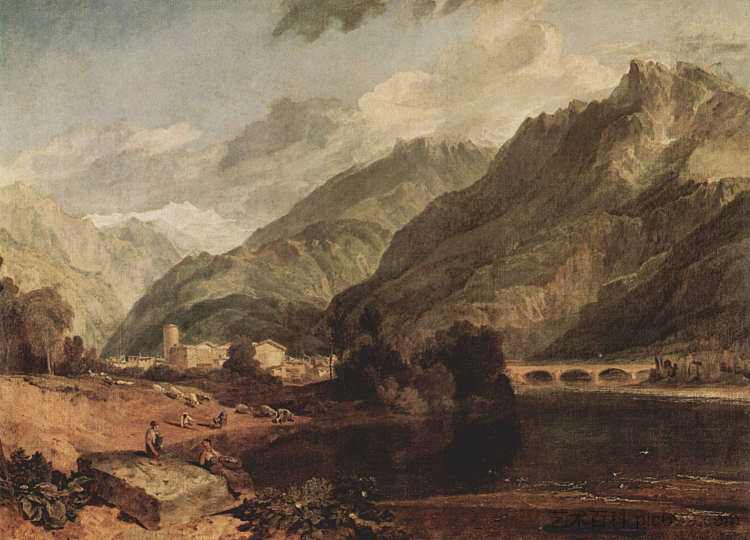 邦纳维尔，萨沃伊与勃朗峰 Bonneville, Savoy with Mont Blanc (1803)，J.M.W.特纳