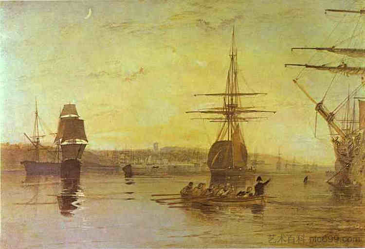 考斯，怀特岛 Cowes, Isle of Wight (c.1827)，J.M.W.特纳