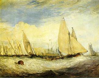 东考斯城堡，J.纳什的所在地，帆船赛迎风而战 East Cowes Castle, the seat of J.Nash, Esq. the Regatta beating to windward (1828)，J.M.W.特纳