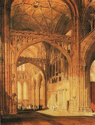 索尔兹伯里大教堂内部 Interior of Salisbury Cathedral (c.1802 – c.1805)，J.M.W.特纳