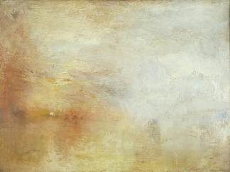 湖面上的日落 Sun Setting over a Lake (c.1840; Switzerland                     )，J.M.W.特纳