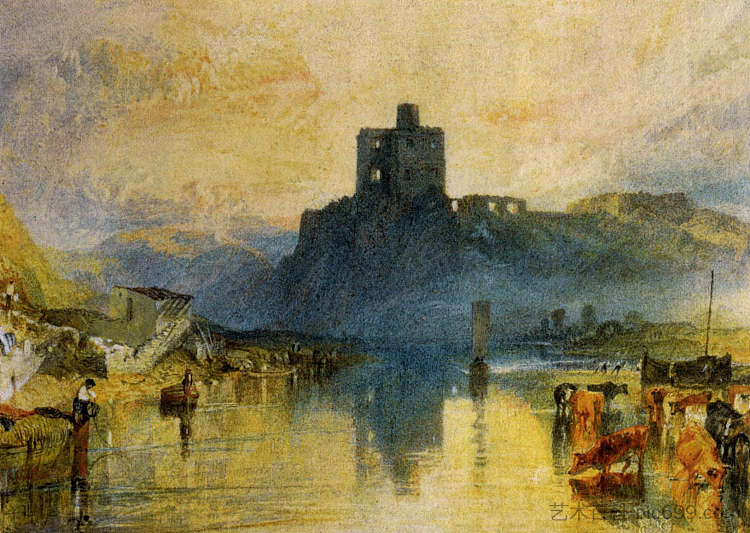 诺汉姆城堡，在特威德河上 Norham Castle, on the River Tweed (1823)，J.M.W.特纳