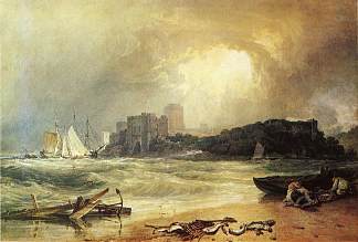 南威尔士彭布罗克城堡，雷暴逼近 Pembroke Castle, South Wales, Thunder Storm Approaching (1801)，J.M.W.特纳