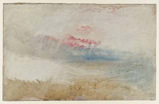 海滩上的红色天空 Red Sky over a Beach (1845)，J.M.W.特纳