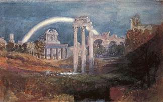 罗马，彩虹论坛 Rome, The Forum with a Rainbow (1819)，J.M.W.特纳