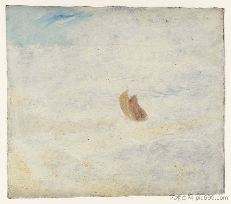 波涛汹涌的大海中的帆船 Sailing Boat in a Rough Sea (1845)，J.M.W.特纳