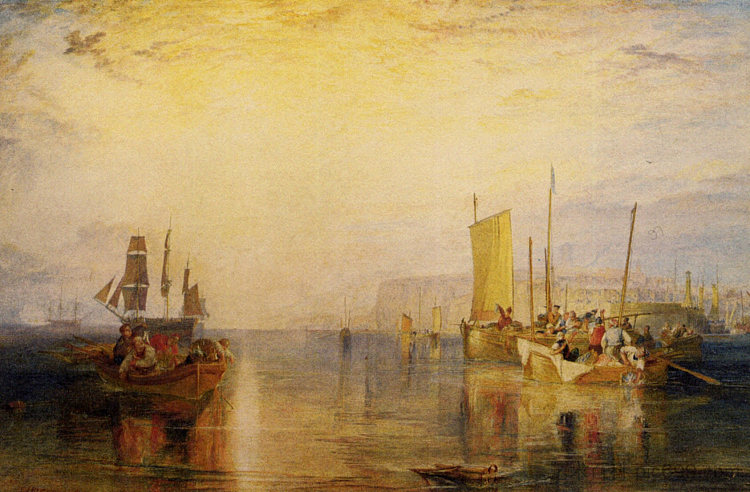 日出,在马盖特钓鳕鱼 Sunrise, Whiting Fishing at Margate,J.M.W.特纳