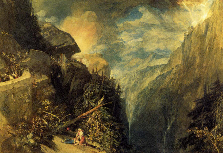 岩石堡战役,奥斯特山谷,皮埃蒙特 The Battle of Fort Rock, Val d'Aoste, Piedmont (1815),J.M.W.特纳