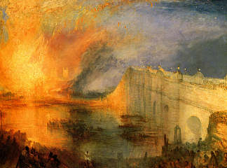 焚烧国会大厦 The Burning of the Houses of Parliament (1834)，J.M.W.特纳