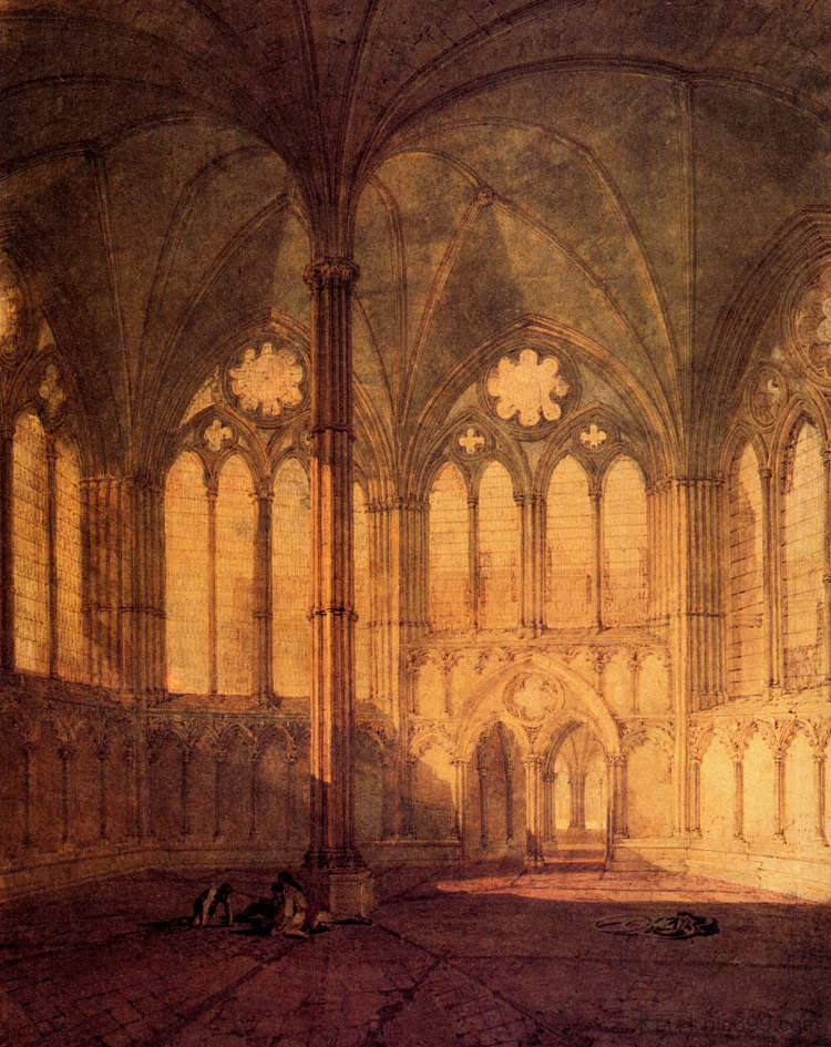 索尔兹伯里查特德拉尔章屋 The Chapter House, Salisbury Chathedral，J.M.W.特纳