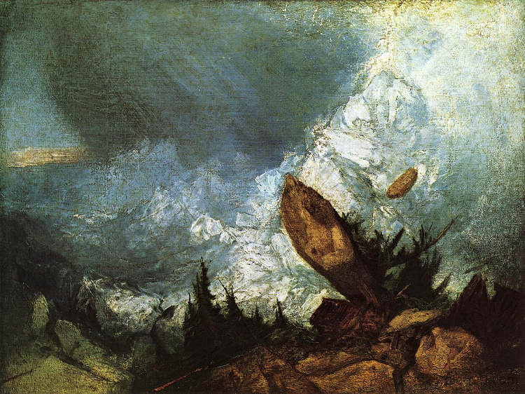 格劳宾登一家雪崩的倒塌 The Fall of an Avalanche in the Grisons (1810)，J.M.W.特纳