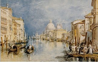 威尼斯大运河，前景中有贡多拉和人物 The Grand Canal, Venice, with Gondolas and Figures in the Foreground，J.M.W.特纳