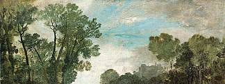 树顶和天空，吉尔福德城堡 Tree Tops and Sky, Guildford Castle (1807)，J.M.W.特纳