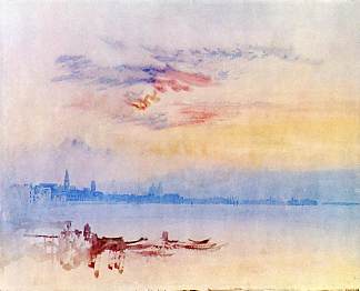 威尼斯，从指南向东看，日出 Venice, Looking East from the Guidecca, Sunrise (1819)，J.M.W.特纳