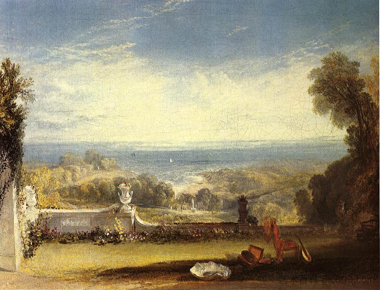 怀特岛尼顿别墅露台上的景色 View from the Terrace of a Villa at Niton, Isle of Wight (1826)，J.M.W.特纳