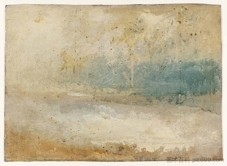 海浪拍打海滩 Waves Breaking on a Beach (1845)，J.M.W.特纳