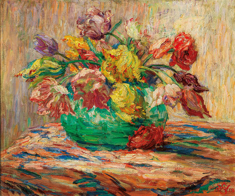 郁金香花瓶 Vase with Tulips (1928)，威利·施洛巴赫