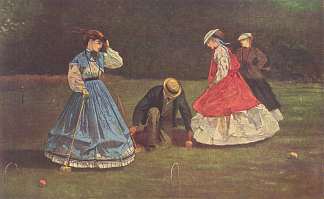 槌球场景 Croquet Scene (1864)，温斯洛·荷默