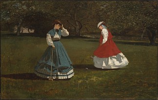 槌球游戏 Game of Croquet (c.1865)，温斯洛·荷默