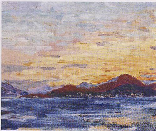 日落时的山脉和大海 Mountains and Sea at Sunset，温斯顿·丘吉尔