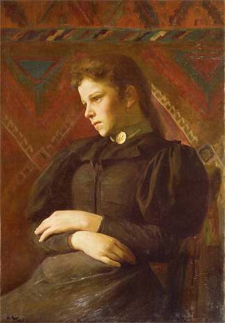 穿着海军蓝连衣裙的女孩的肖像 Portrait Of The Girl In The Navy-Blue Dress (1895)，沃伊切赫·维斯