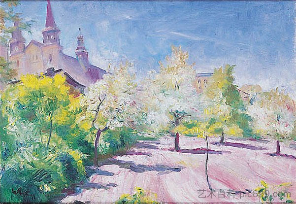 春天果园与教堂 Spring Orchard with a Church，沃伊切赫·维斯