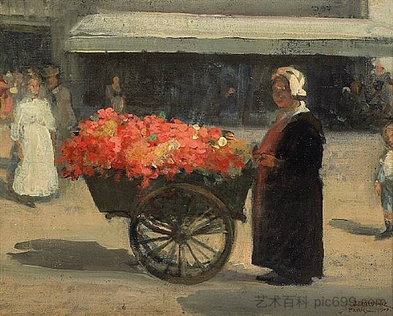 巴黎的花商 Flower Merchant in Paris (1900)，泽维尔·马丁内斯