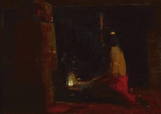 霍皮印第安人在炉膛 Hopi Indian at a hearth (1896)，泽维尔·马丁内斯