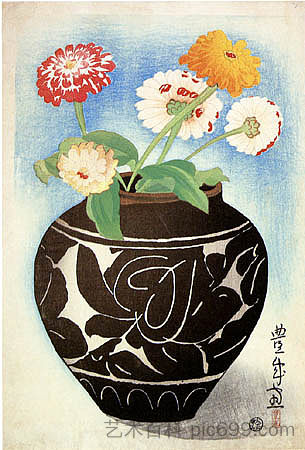 大丽花罐 Jar of Dahlias (1924)，山村豊成