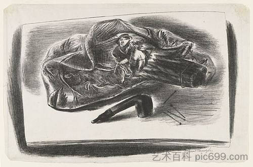 烟斗和雪茄 Pipe and Cigars (1932)，国吉康雄