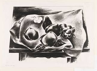 静物 – （桃子和葡萄） Still Life – (Peaches and Grapes) (1927)，国吉康雄