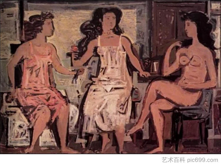 三个女人坐着 Three women sitting，桑寄生