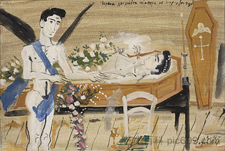 卡瓦菲的诗《可爱的白花》插图 Illustration for Cavafy's poem Lovely White Flowers (1964)，亚尼斯·查罗契斯