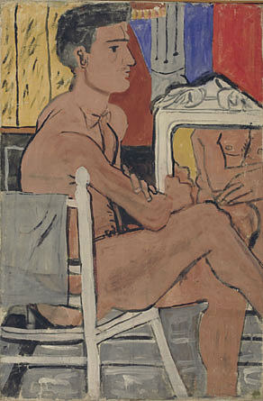 意大利裸体坐姿 Italian nude sitting (1937)，亚尼斯·查罗契斯