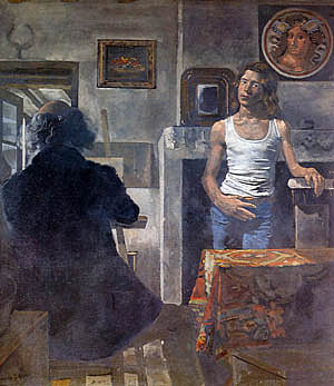 画家与他的模特的自画像 Self portrait of painter with his model，亚尼斯·查罗契斯