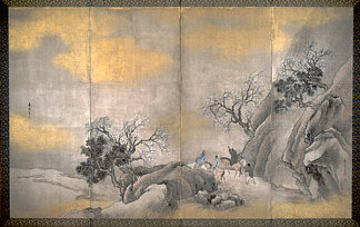 春天在山上骑马的旅行者 Travelers on Horseback on a Mountain in Spring (1770)，与谢芜村